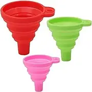 3PCS Silicone Collapsible Kitchen Funnel ，Small to Large Sizes for Easy Liquid Transfer Food Grade Silicone Collapsible Gadgets (Multicolor)