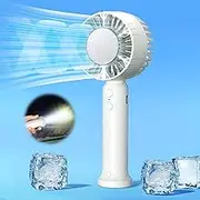 WHOLEV Portable Handheld Fan with Refrigeration Mode, 3 Speed Cold Wind Hand Fan, 3000mAh Battery Operated Rechargeable USB Fan, Non-Slip, Flashlight, Quick Cool Down Ice Cool Circular Cooling Pad