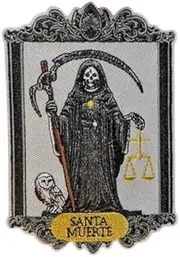 [Generic] Santa Muerte Patch Death Holy Death Grim Reaper Protect Embroidered Iron On 5x3"
