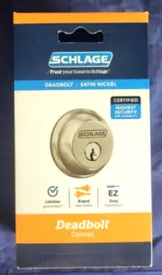 SCHLAGE Lock CO SCHLAGE Lock CO B62NV619 Satin Nickel Double Cylinder Deadbolt