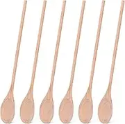 HANSGO 6PCS Long Handle Wooden Cooking Spoons, 14 Inch Long Wooden Spoons Wooden Tasting Spoons Large Cooking Spoons