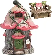 Garden Ornaments Fairy Garden Kit Resin Miniature Fairy House Kit Adorable Fairy Garden House ＆ Chair for Kids Adults Waterproof Fairy Houses for Outside