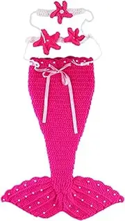 CLSSLVVBN Soft Wool Childrens Clothing Set For Baby Boy And Girl Handmade Crochet Clothes Knit Baby Newbornknitted Sleeping Bag, Rose red