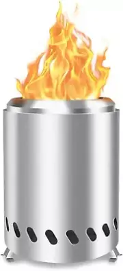 ZUNMOS 7 inch Portable Tabletop Fire Pit - Dual Fuel, Smokeless, 304 Stainless S