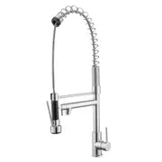 ACA Kitchen Taps Kitchen Sink Mixer Tap Brass Swivel Spring Two Spout Basin Faucet Silver WELS