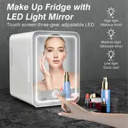 6L Makeup Fridge with LED Light Mirror Mini Fridge for Bedroom Car Small Refrigerator for Cosmetics, Skin Care EU Plug-B Pink