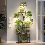 [VTSHENY] Plant Stand Indoor with Grow Lights,9 Tiered Tall Plant Shelf,Metal Plant Stand for Multiple Plants,Corner Shelf Stand for Plants,Plant Flower Holder for Patio Balcony Garden