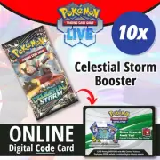 10 x Pokémon PTCGO Live TCG Celestial Storm Booster ONLINE Bulk Code Cards Lot
