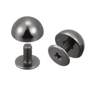 10x6mm Screw Back Rivets Solid Round Head Leather Studs Black 10 Sets