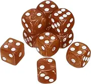 uxcell 10Pcs 6 Sided Colored Standard Dice, Acrylic D6 Mini Polyhedral Pearl Pattern Game Dice Set for Table Games or Math Learning, Brown/White Point
