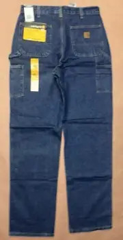 Vintage Carhartt Double Front Denim Logger Dungaree, Deadstock NWT Size 34x36