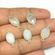 Natural white moonstone Oval Cut Briolette Connector Section for Jewelry Making