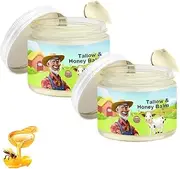 Tallow & Honey Balm, Face Moisturizer, Made with Grass-Fed Beef Tallow and Wild Raw Honey, Natural Formula, Hydrated Skin,2pcs
