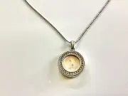 Brighton Memento Photo Necklace Clear Crystals Silver NWT