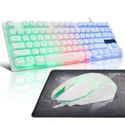 Gaming Keyboard 87 Key TKL Wired KeyboardCHONCHOW Rainbow Led Backlight White...