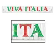Metallic Viva Italia Banner International Italian Party Decoration