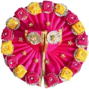 Laddu Gopal ji Designer Dress with Artificial Flower (Pink, Size 2, Pack of 1)