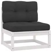 Garden Middle Sofa with Anthracite Cushions White Solid Pinewood vidaXL