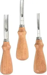 3pcs Leather Edger Tool Kit Wood Handle Polishing Supplies for Leather Craft High Hardness Polished Surface