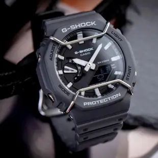 【CASIO 卡西歐】G-SHOCK 八角錶殼耐衝擊運動雙顯腕錶/灰x白指針(GA-2100PTS-8A)