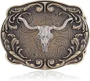 [Btilasif] Mens Belt Buckle -Western Vintage Rodeo Longhorn Bull Belt Buckle Cowgirl Cowboy Belt Buckle for Women Men Boys