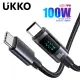 【UKKO】急速 PD 100W Type-C to Type-C 數位顯示充電編織傳輸線 1.2m(LED 功率顯示屏)