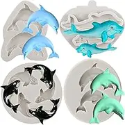 Dolphin Silicone Mould Killer Whales Fondant Moulds Baroque Style Scroll Frame Mould for Cupcake Topper Cake Decorating Candy Chocolate Rubber Paste Polymer Clay Set