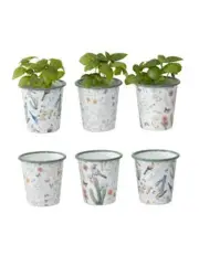 [Willow & Silk] Birds & Butterflies Pot Planters Set of 6 in White
