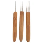 3pcs Dreadlock Crochet Hook Set Bamboo Handle Loc Needle Hair Dreads Crochet