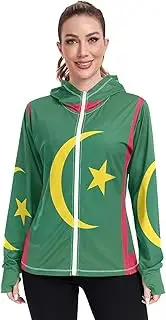 [RPLIFE] Mauritania National Flag SPF Clothing for Women, UPF 50+ Cooling Long Sleeve Shirt Women, S-XXL