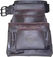 Graintex OS2221 10 Pocket Oil Tanned Leather Nail & Tool Pouch Dark Brown Color