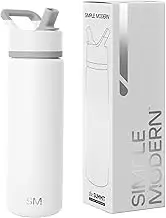 Simple Modern 650mL (22oz) Summit Water Bottle with Straw Lid - Gifts for Kids Travel Hydro Vacuum Insulated Flask Double Wall Liter - 18/8 Stainless Steel -Winter White