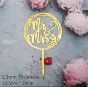 'Mr and Mrs' Wedding Cake Topper - gold acrylic
