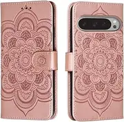 [shingtomua] for Google Pixel 9 Pro XL 6.8" Case Wallet with Card Holder Kickstand Magnetic Soft Leather Flip Fold Case for Google Pixel 9 Pro XL Cover (Pink)