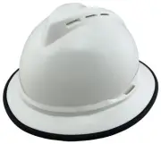 Vented Full Brim Hard Hats with Ratchet Suspensions and Safety Edging White