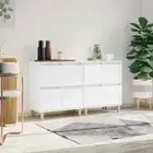 vidaXL Sideboards 2 pcs High Gloss White 60x35x70 cm Engineered Wood BMG