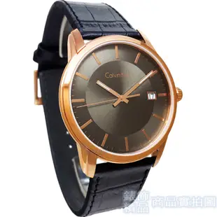 Calvin Klein CK K5S316C3手錶 經典永恆 薄型 玫瑰金框 黑色壓紋皮帶 男錶【澄緻精品】