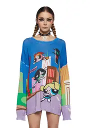 [Dolls Kill x The Powerpuff Girls] Go Girls Oversized Sweater