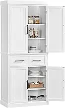 Yaheetech 72.5" Kitchen Pantry Storage Cabinet with Drawer, Freestanding Pantry Cupboard with Doors and 2 Adjustable Shelves, Modern Utility Pantry Cabinet for Dinning Room, Living Room, White
