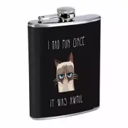 Funny Cat Em1 Flask 8oz Stainless Steel Hip Drinking Whiskey