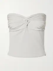 [GOLDSIGN] GOLDSIGN - Strapless Twist-front Ribbed Stretch-jersey Top - Silver - x large x large Silver