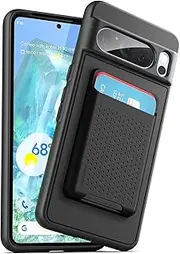 [ENCASED] Magnetic Wallet Case Designed for Google Pixel 8 Pro (2023) Slim-Fit Hybrid Cover with Removable Card Holder, Black (Compatible with MagSafe)