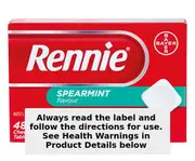 Rennie Indigestion & Heartburn Relief Spearmint 48 Chewable Tablets