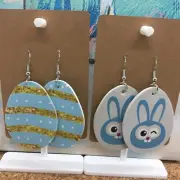 4 PC 3" Teardrop Double-Sided Easter Spring Leather Earring Set New 4270