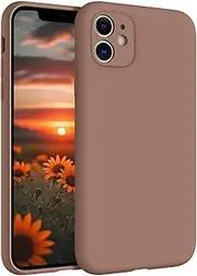 ROUMAYMAY for iPhone 11 Case, Liquid Silicone Shockproof Upgraded [Camera Cover], with Soft Fine Smooth Microfibre Lining Anti-Scratch, Full Body Phone Case for iPhone 11 Cover, Brown