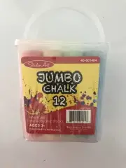 Jumbo Chalk with 12 Assorted Colors and Bucket