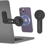 CloudValley Magnetic Phone Holder for Laptop Designed for iPhone 16/14/ 13/12 Series MagSafe, Adjustable Phone Monitor Side Mount, Slim Portable Foldable Computer Expansion Bracket (Black)