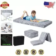 Glow-in-the-Dark Dinosaur Trifold Floor Mattress for Toddler Naps - 57x22 Inches