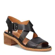 Pikolinos Blanes Black Leather Strappy Block Heel Sandals Walking Shoes 41 or 9