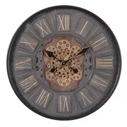 Mr Brown Round Industrial Moving Cogs Wall Clock